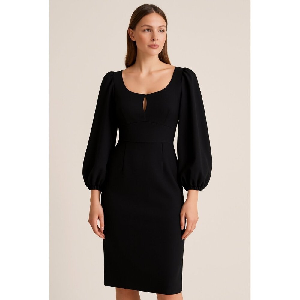 PEGGY HARTANTO black polyester Mid-length dress Lonf Sleeve SIZE M/42 #1492